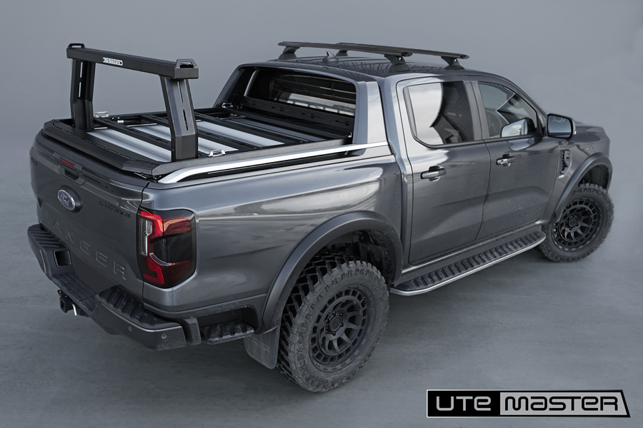 Next Gen Ford Ranger Wildtrak 2023 Grey Utemaster GearForce Opening Tub Platform Rear Ladder Rack
