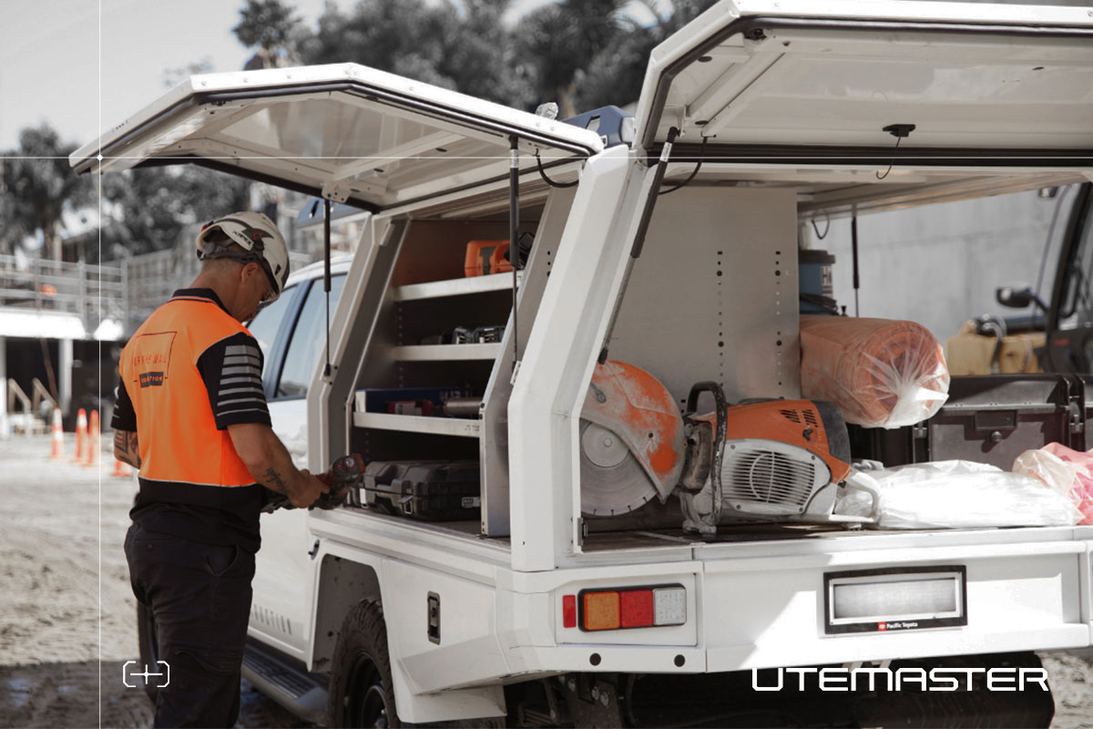 Toyota Hilux Canopy Ute White Construction Ute Setup Roof Rack Central Locking Utemaster Trailcore Tray 6