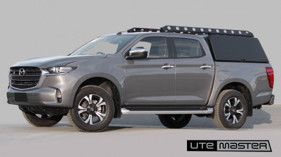 2021 Mazda BT50 Centurion Ute Tub Aluminium Canopy Cantilever Roof Rack Grey Black Front