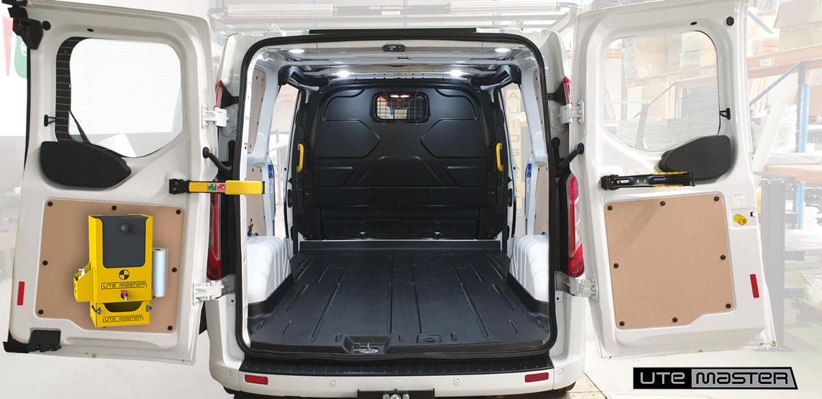 Hand wash sanitiser tank mounted inside van door