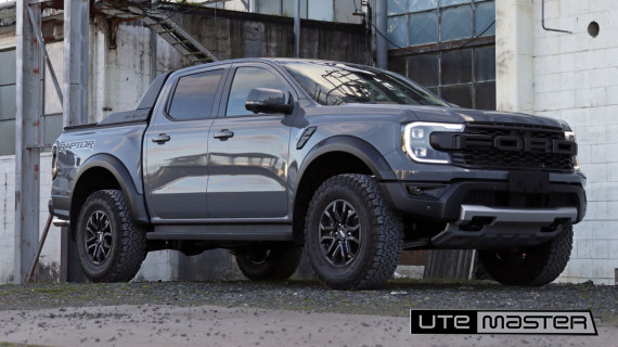 Next Gen Ford Ranger Raptor with Utemaster Load Lid Hard Lid Sports Bar Aluminium Sailplane Grey Black