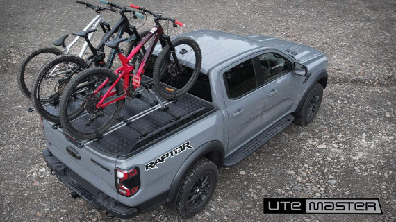 Next Gen Ford Ranger Raptor Grey Ute Hard Lid Utemaster Load Lid Bike Rack Carrier 200kg Rating v2