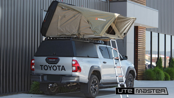 Roof Top Tent Mounted to Utemaster Centurion Ute Canopy Toyota Hilux 4x4 AUS Mounting Bracket Kit Toyota Hilux
