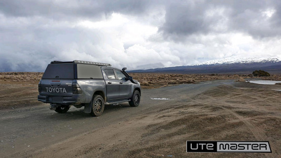 Toyota Hilux with Utemaster Centurion Ute Canopy 4x4 Overland desert road nz