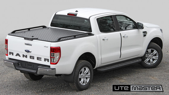 Ute Hard to suit Ford Ranger with Cast Aluminium Side Rails Black and white Tub cover Tonneau