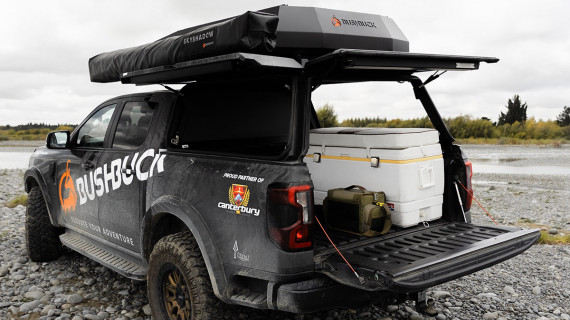 Utemaster Centurion Canopy with BushBuck Roof Top Tent Ute Tub Canopys Fishing Truck Setup