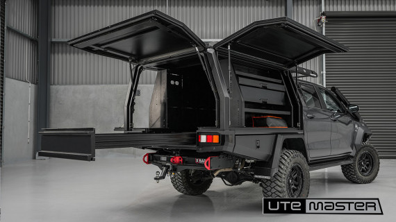 Utemaster TrailCore Service Body Ute Accessories Tool Boxes Wide Door Access Tough Tradie Fitout Black